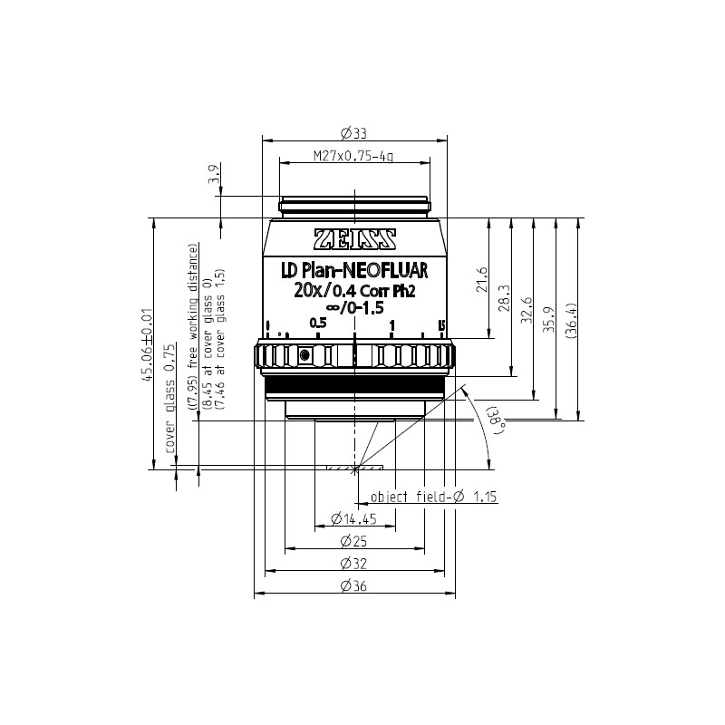 ZEISS Objective LD Plan-Neofluar 20x/0.4 Korr Ph2 wd=8.4mm