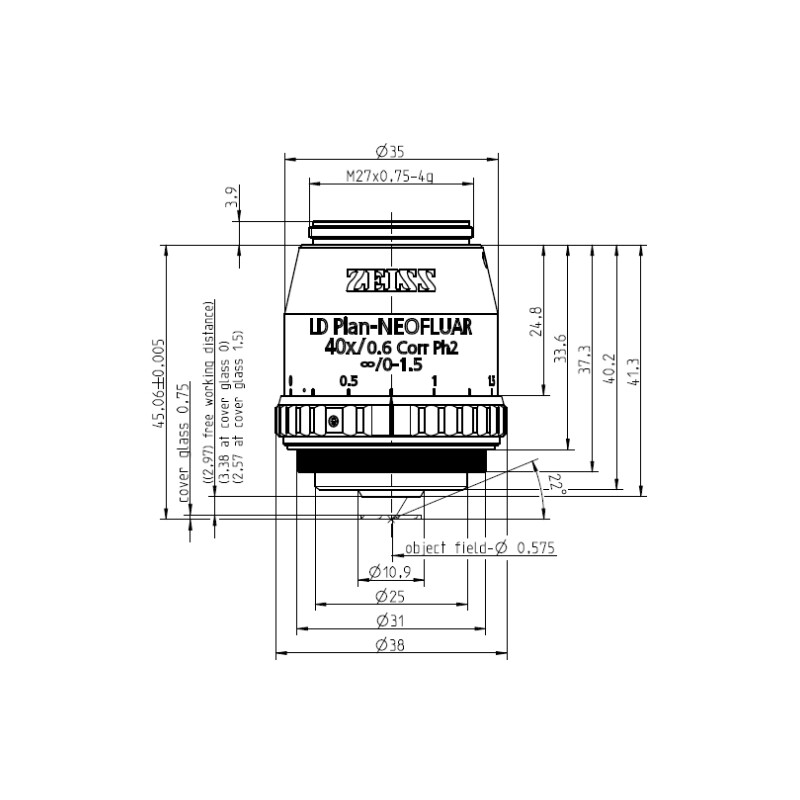 ZEISS Objective LD Plan-Neofluar 40x/0.6 Korr Ph2 wd=3.3mm