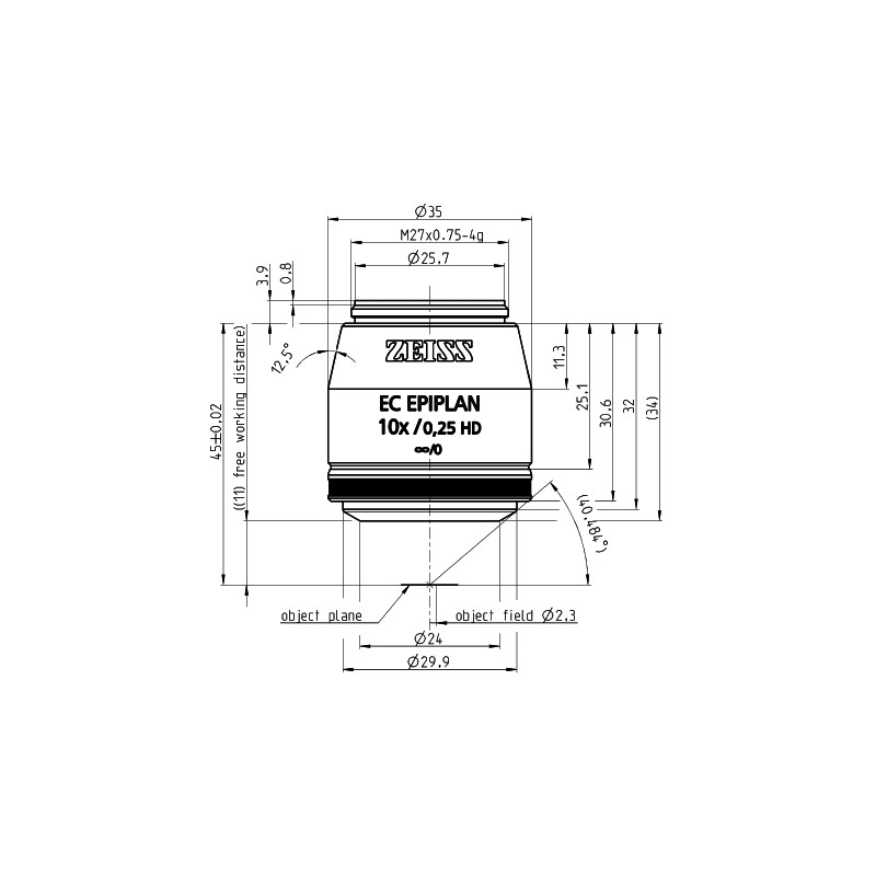 ZEISS Objective EC Epiplan 10x/0.25 HD wd=11.0mm