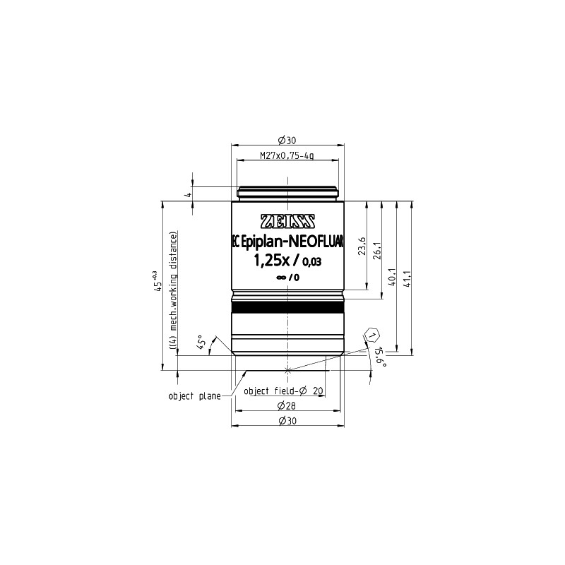 ZEISS Objective EC Epiplan-Neofluar 1.25x/0.03 wd=4.0mm