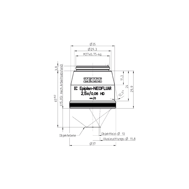 ZEISS Objective EC Epiplan-Neofluar 2.5x/0.06 HD wd=15.1mm