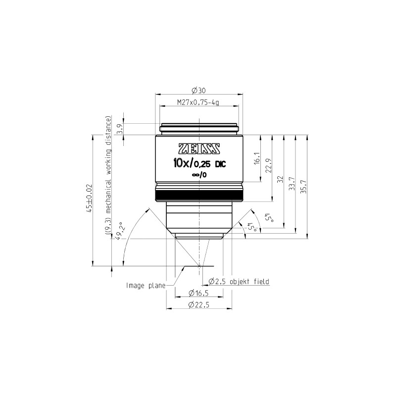 ZEISS Objective EC Epiplan-Neofluar 10x/0.25 DIC wd=9.3mm