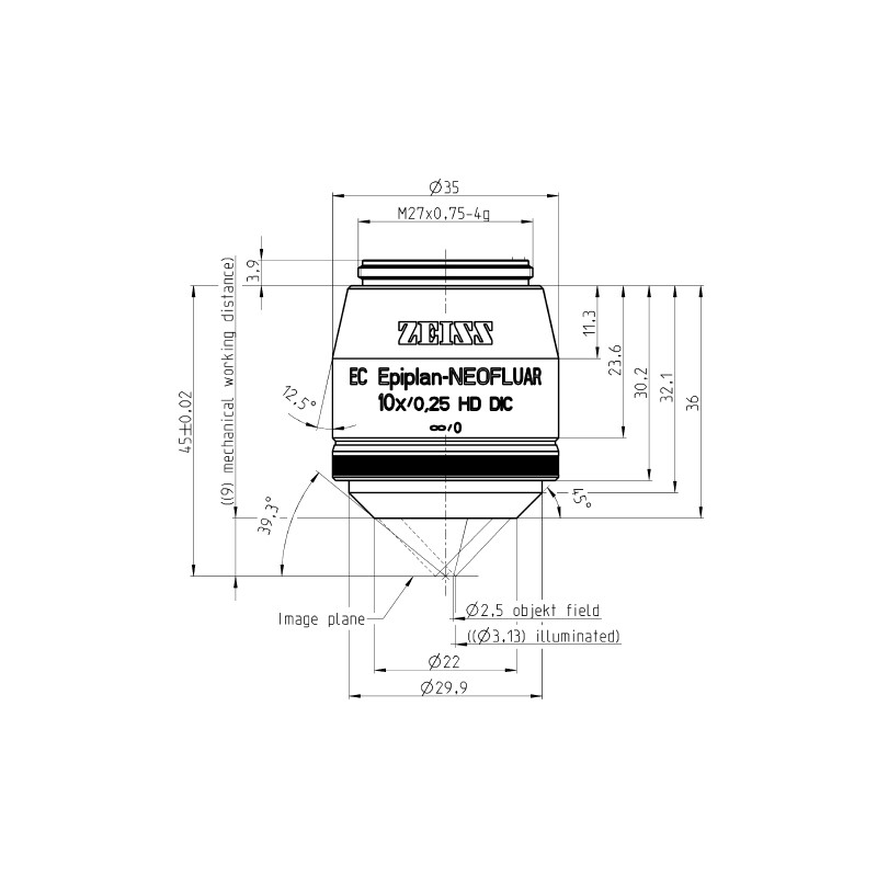 ZEISS Objective EC Epiplan-Neofluar 10x/0.25 HD DIC wd=9.0mm