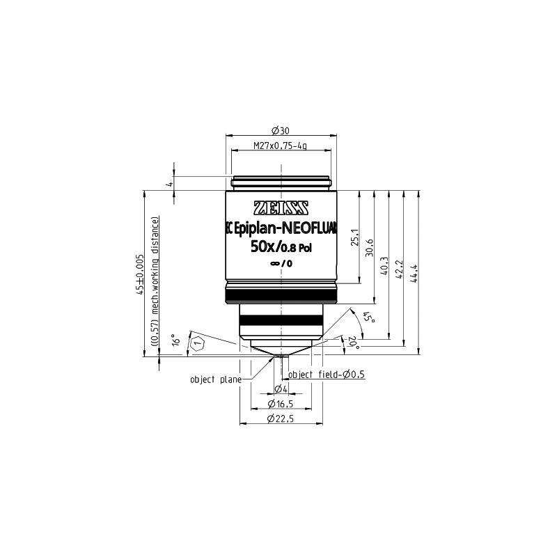 ZEISS Objective EC Epiplan-Neofluar 50x/0.8 Pol wd=0.57mm