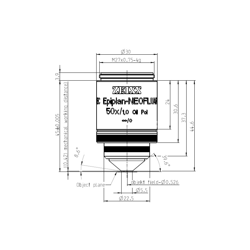 ZEISS Objective EC Epiplan-Neofluar 50x/1.0 Oil Pol wd=0.40mm