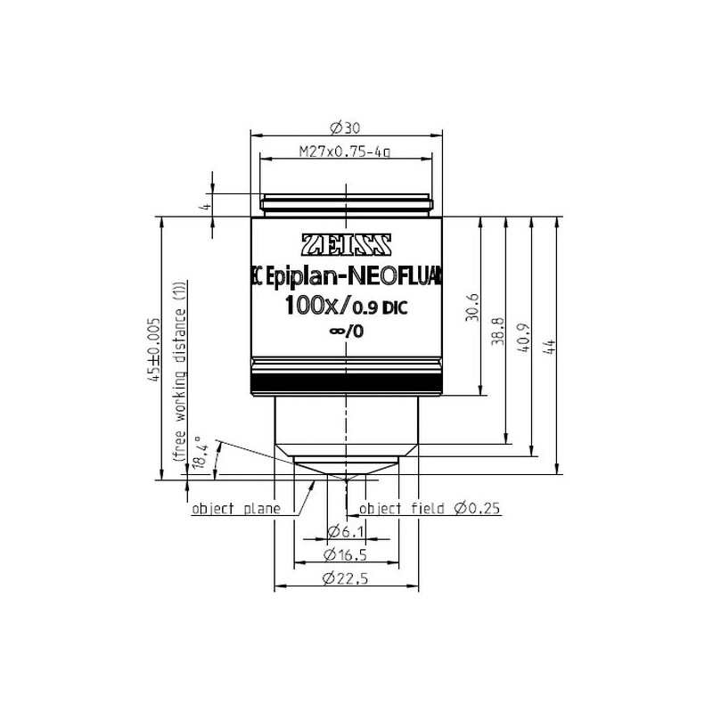 ZEISS Objective EC Epiplan-Neofluar 100x/0.9 DIC wd=1.0mm