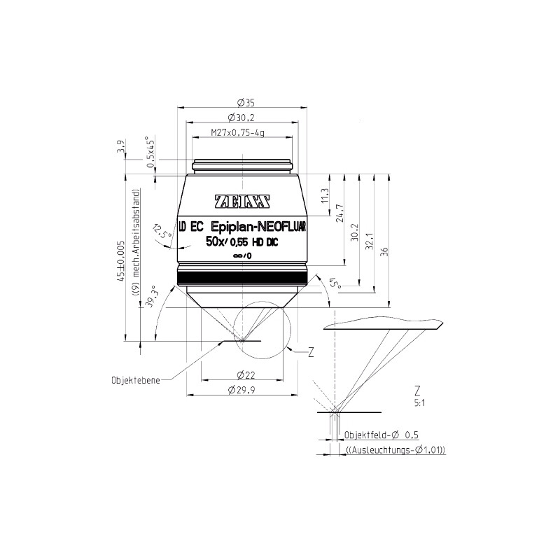 ZEISS Objective LD EC Epiplan-Neofluar 50x/0.55 HD DIC wd=9.0mm