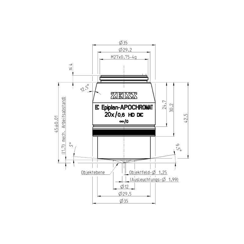 ZEISS Objective Objektiv EC EpiPlan-Apochromat, 20x/0,6 HD DIC wd=1,7mm