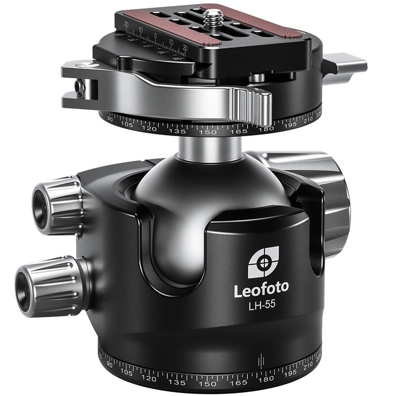 Leofoto Tripod ball-head LH-55PCL with panorama plate and Quick-release connector