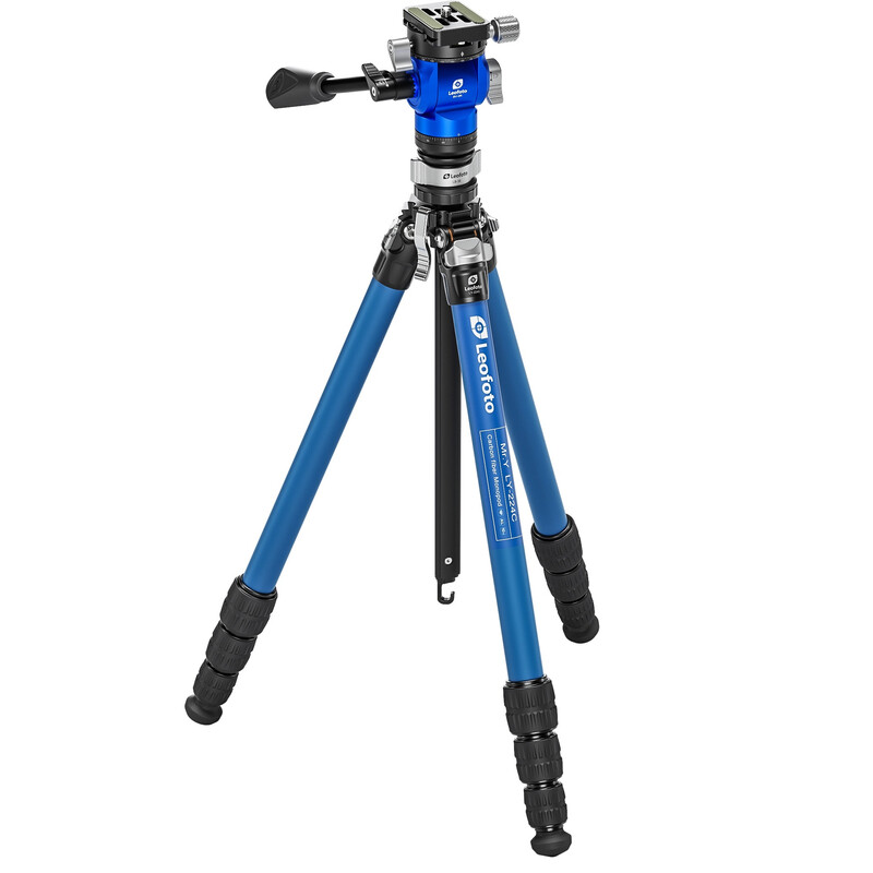 Leofoto Carbon tripod LY-224C Mr.Y + Video tilt head BV-0R + Levelling system LB-38 blue