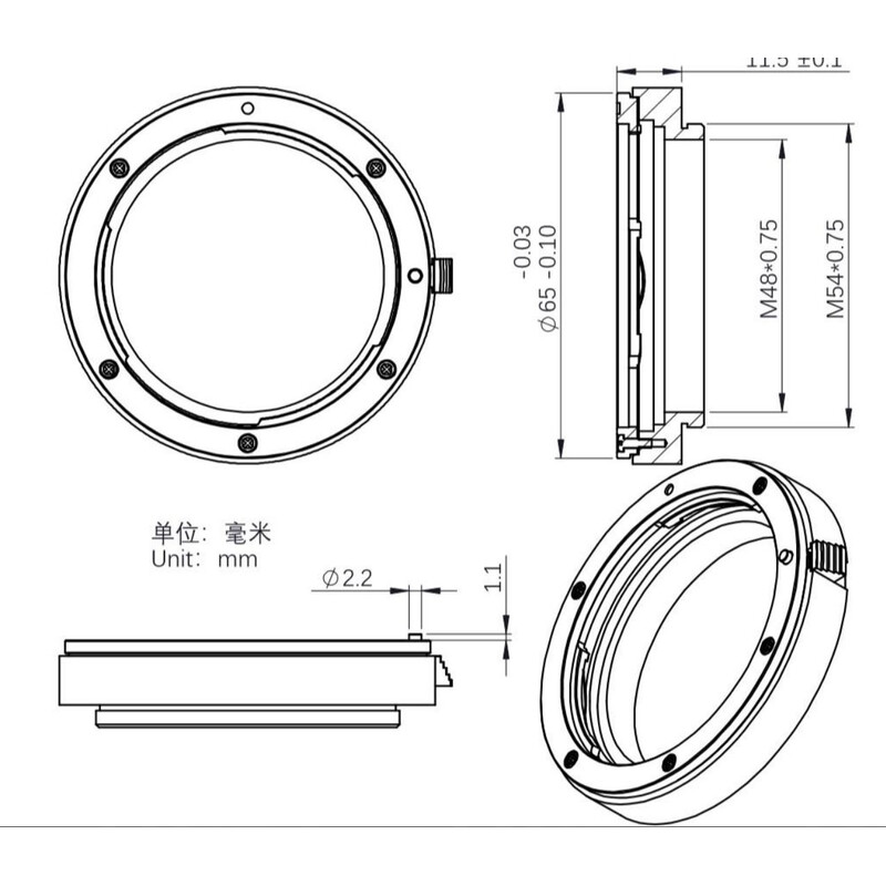 Pierro Astro Adaptors Canon EOS - M54 for ASI 2400 / 2600 or 6200