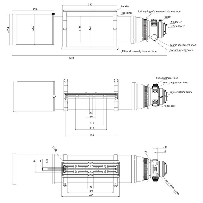 Askar Apochromatic refractor Apochromatischer Refraktor AP 185/1295 Triplet OTA