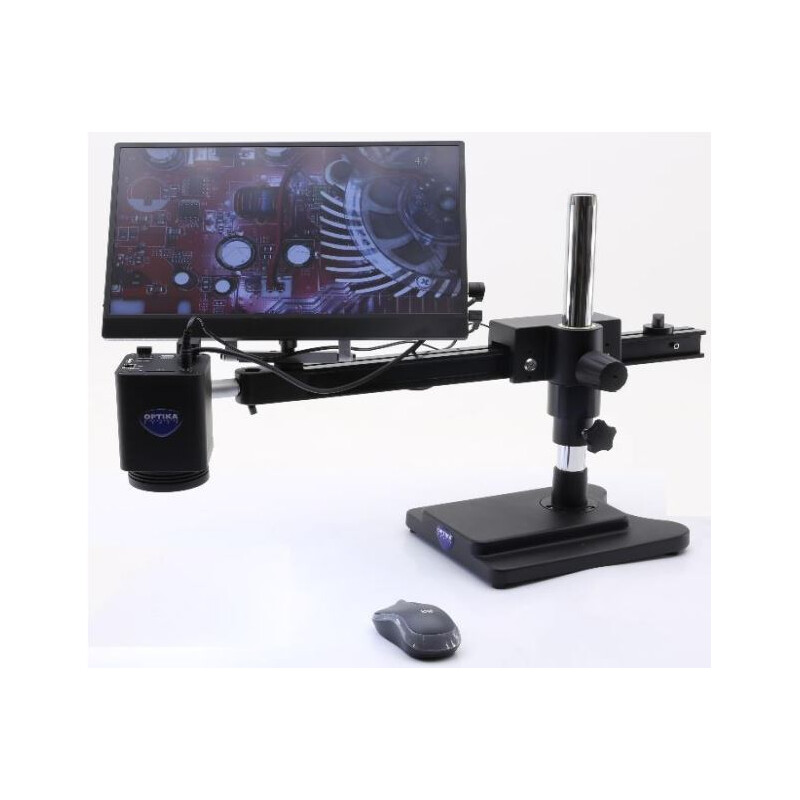 Optika Microscope IS-4K2, zoom opt. 1x-18x, autofocus, 8 MP, 4K Ultra HD, overhanging stand, 15.6" screen