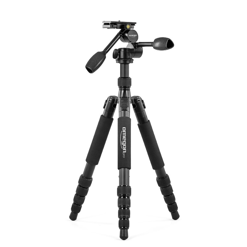 Omegon Pro aluminium tripod + 3-way-panheads Pro PD80 tripod pan-head