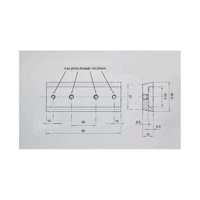 APM Placa de cola de milano de 90mm, con proteccioón de acero noble